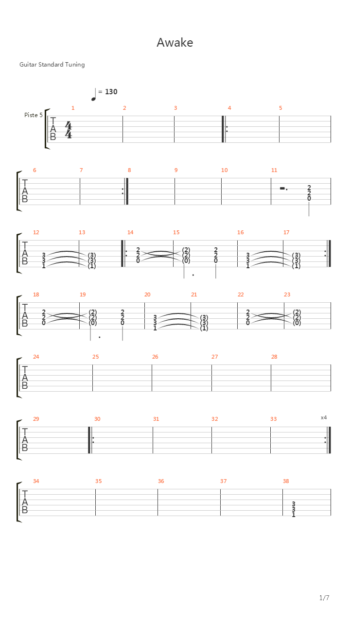 Awake吉他谱