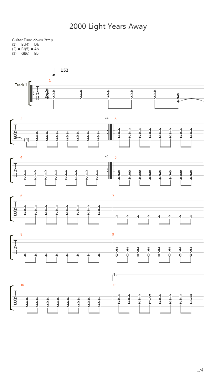 2000 Light Years Away吉他谱