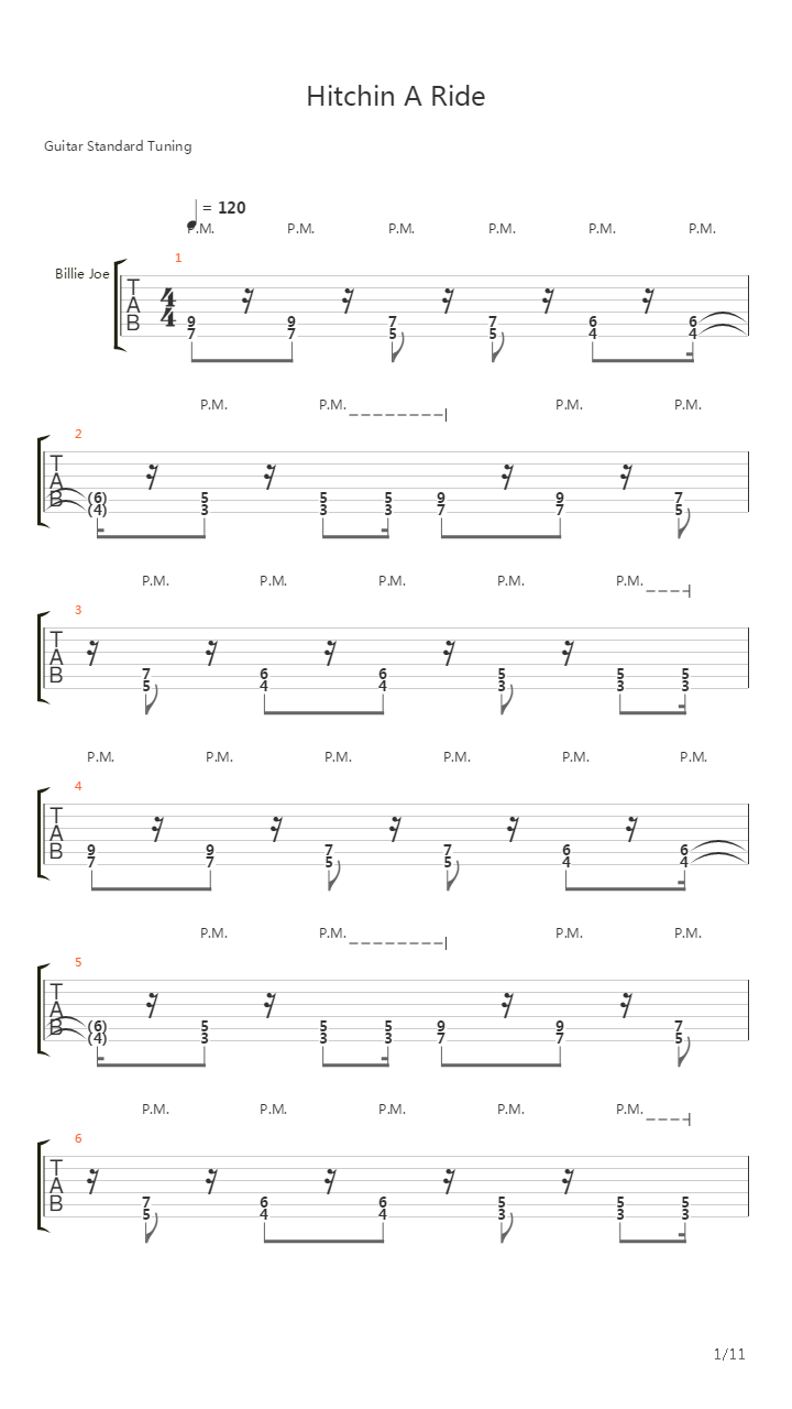 Hitchin' A Ride吉他谱