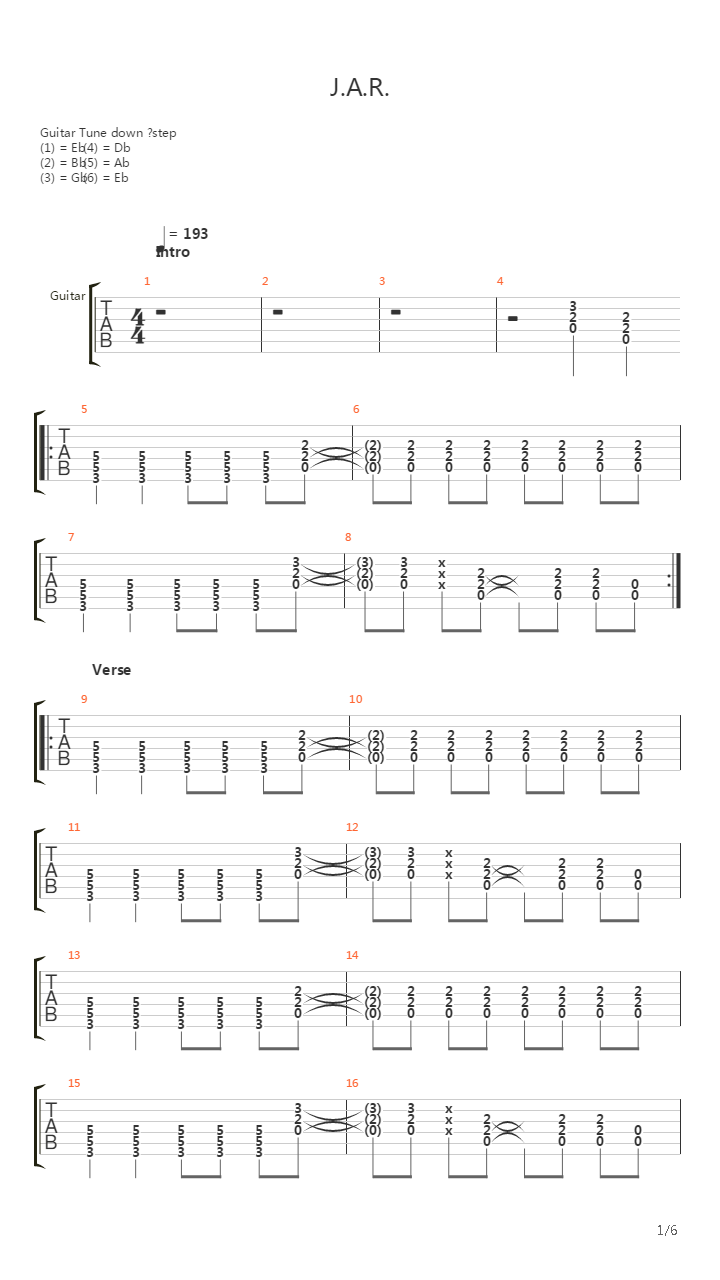 J.a.r吉他谱