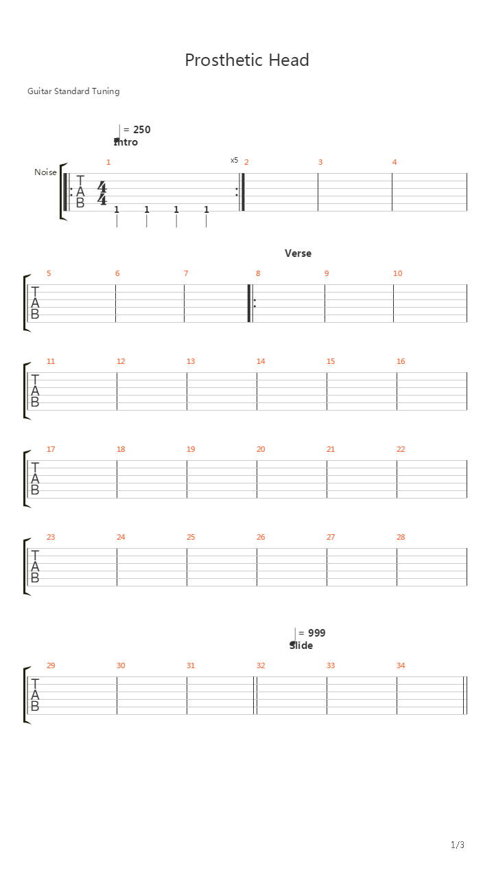 Prosthetic Head吉他谱