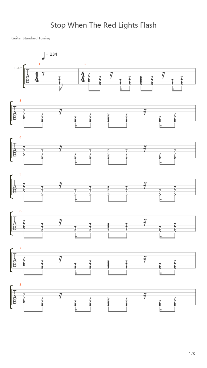 Stop When Red Lights Flash吉他谱