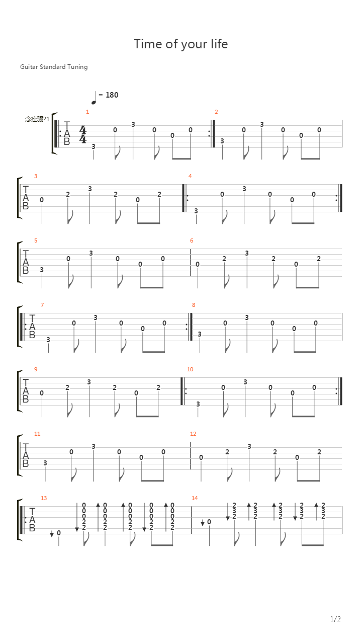Time Of Your Life吉他谱