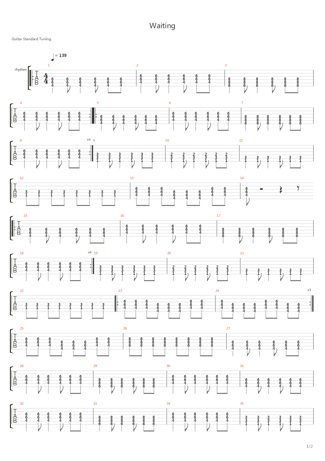 Waiting吉他谱
