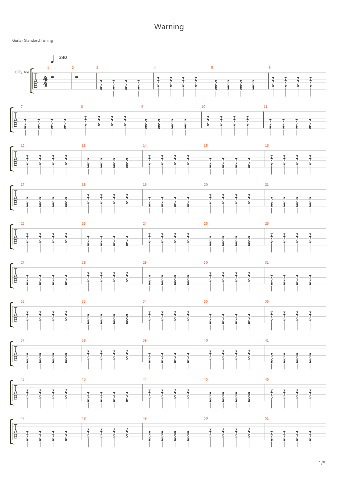 Warning吉他谱