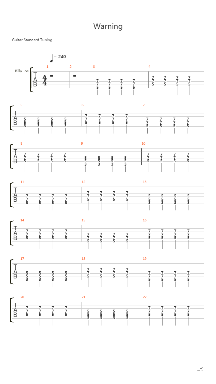 Warning吉他谱