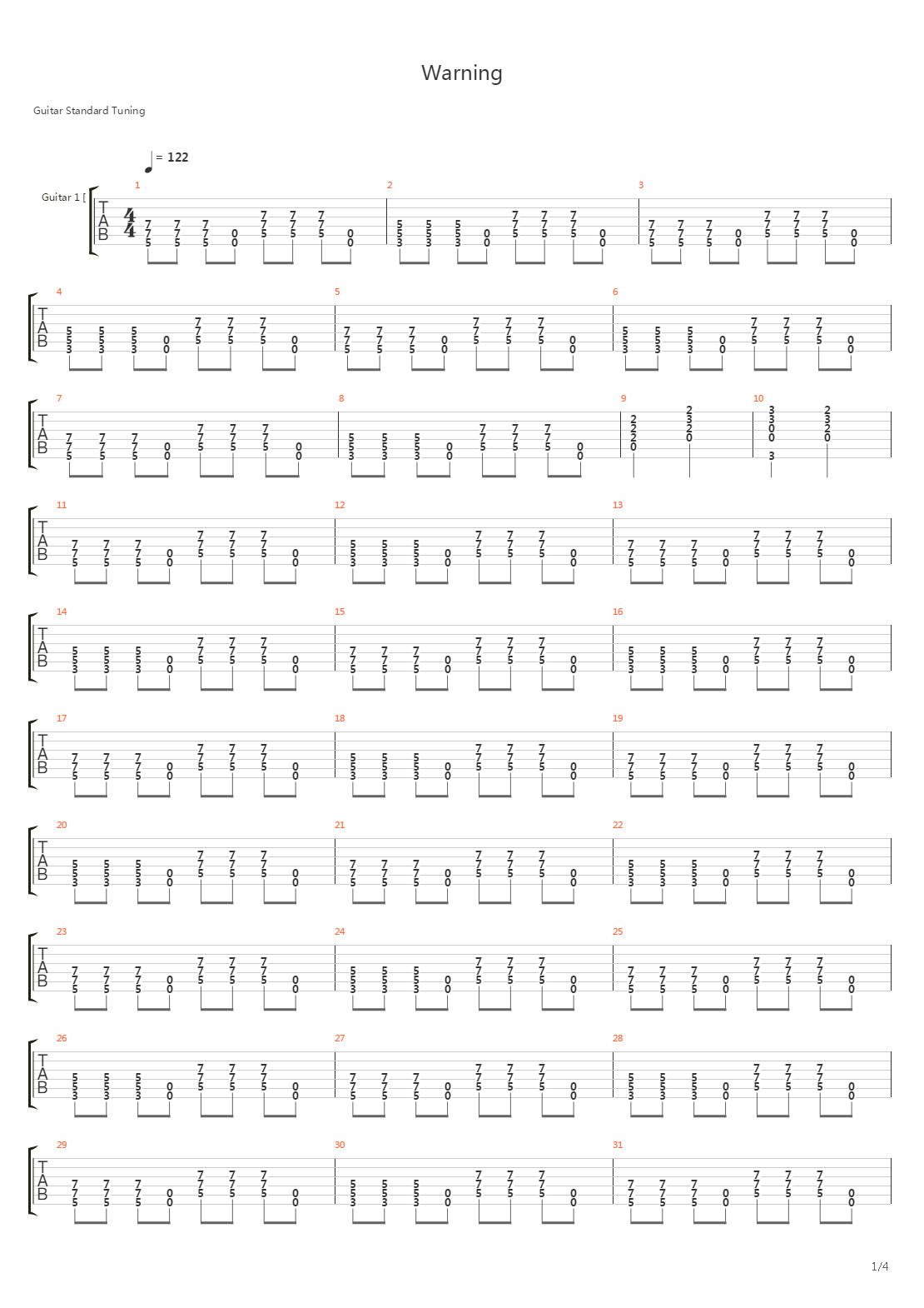 Warning吉他谱