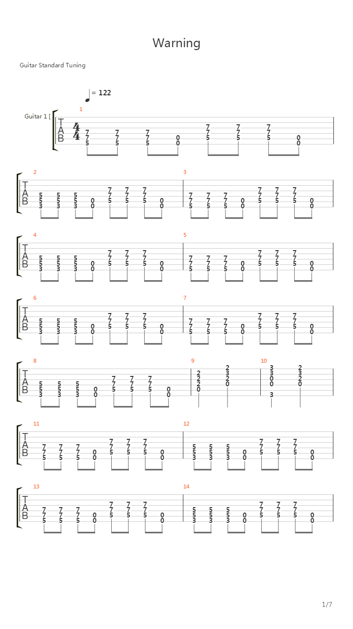 Warning吉他谱