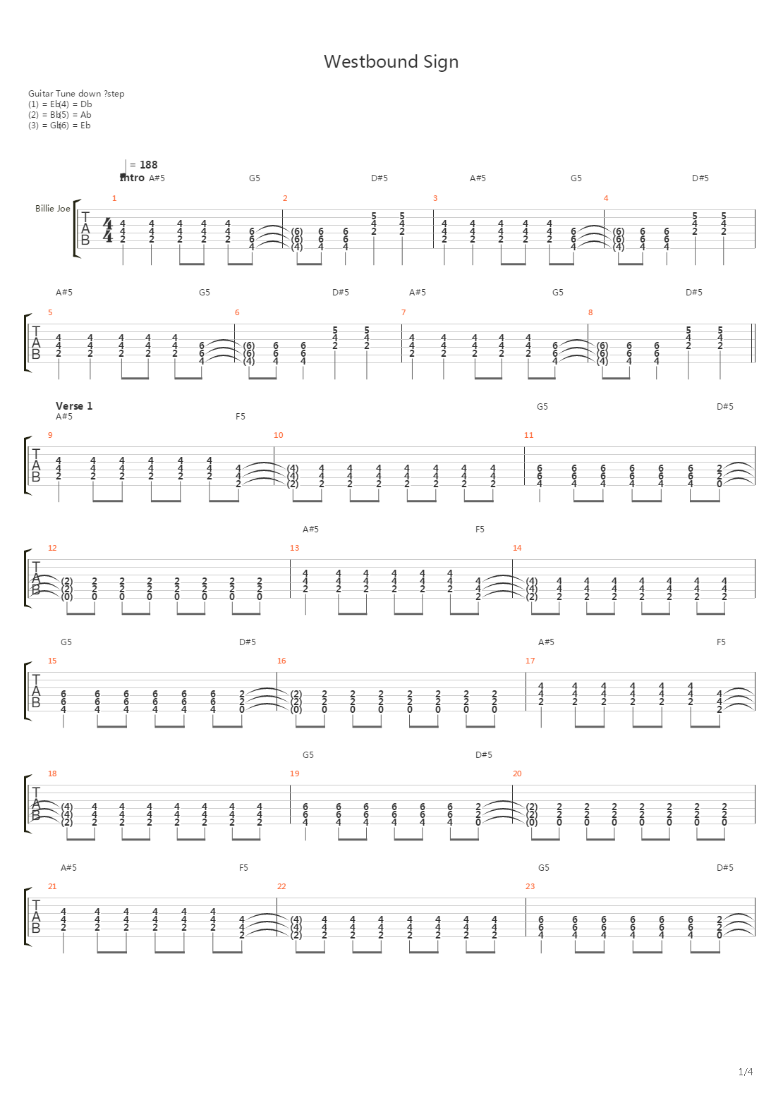 Westbound Sign吉他谱