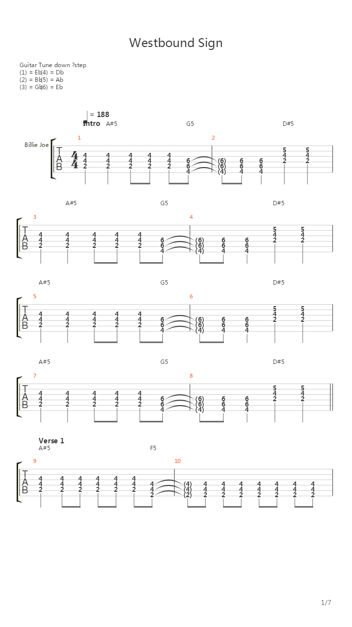 Westbound Sign吉他谱