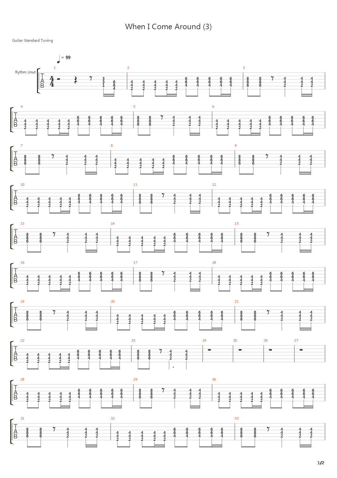 When I Come Around吉他谱
