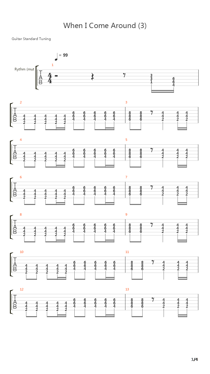 When I Come Around吉他谱