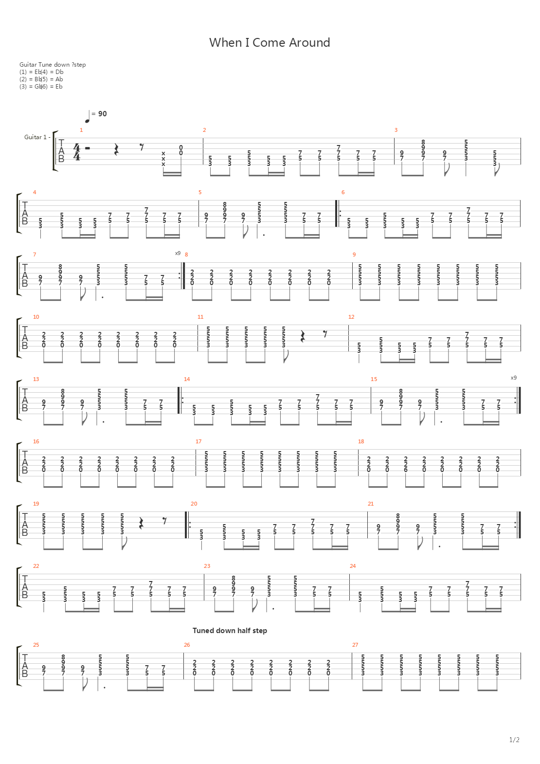 When I Come Around吉他谱