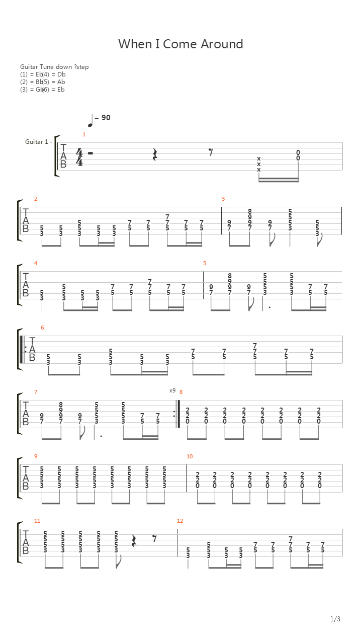 When I Come Around吉他谱