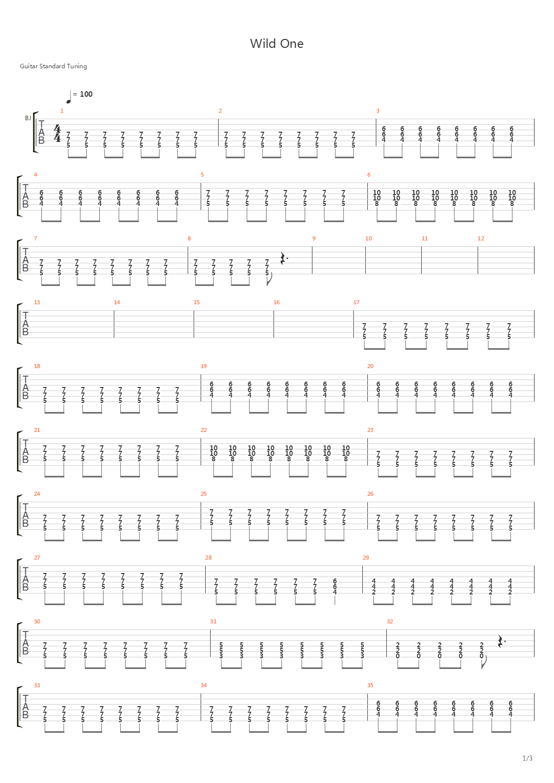 Wild One吉他谱