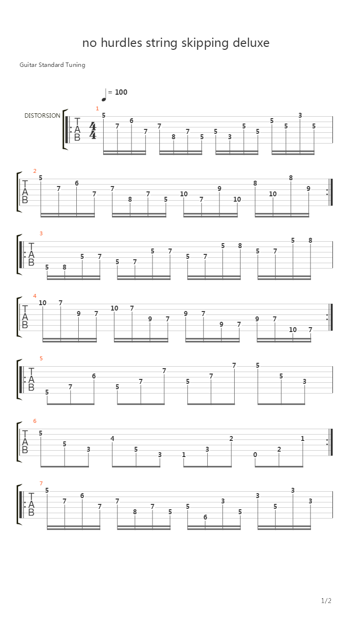 guitar player licks and lessons - No hurdles string skipping deluxe by Frank Gam吉他谱
