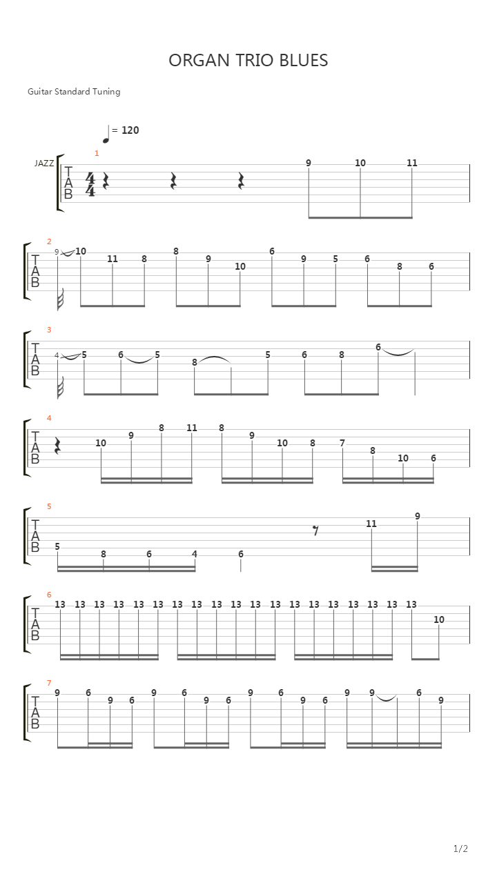 guitar player licks and lessons - ORGAN TRIO BLUES by Grant Green jr. October 19吉他谱