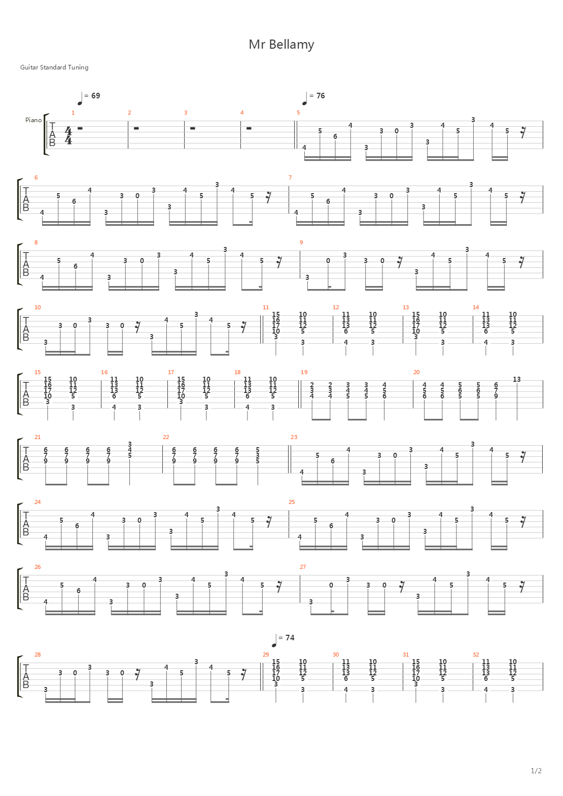 Mr. Bellamy吉他谱