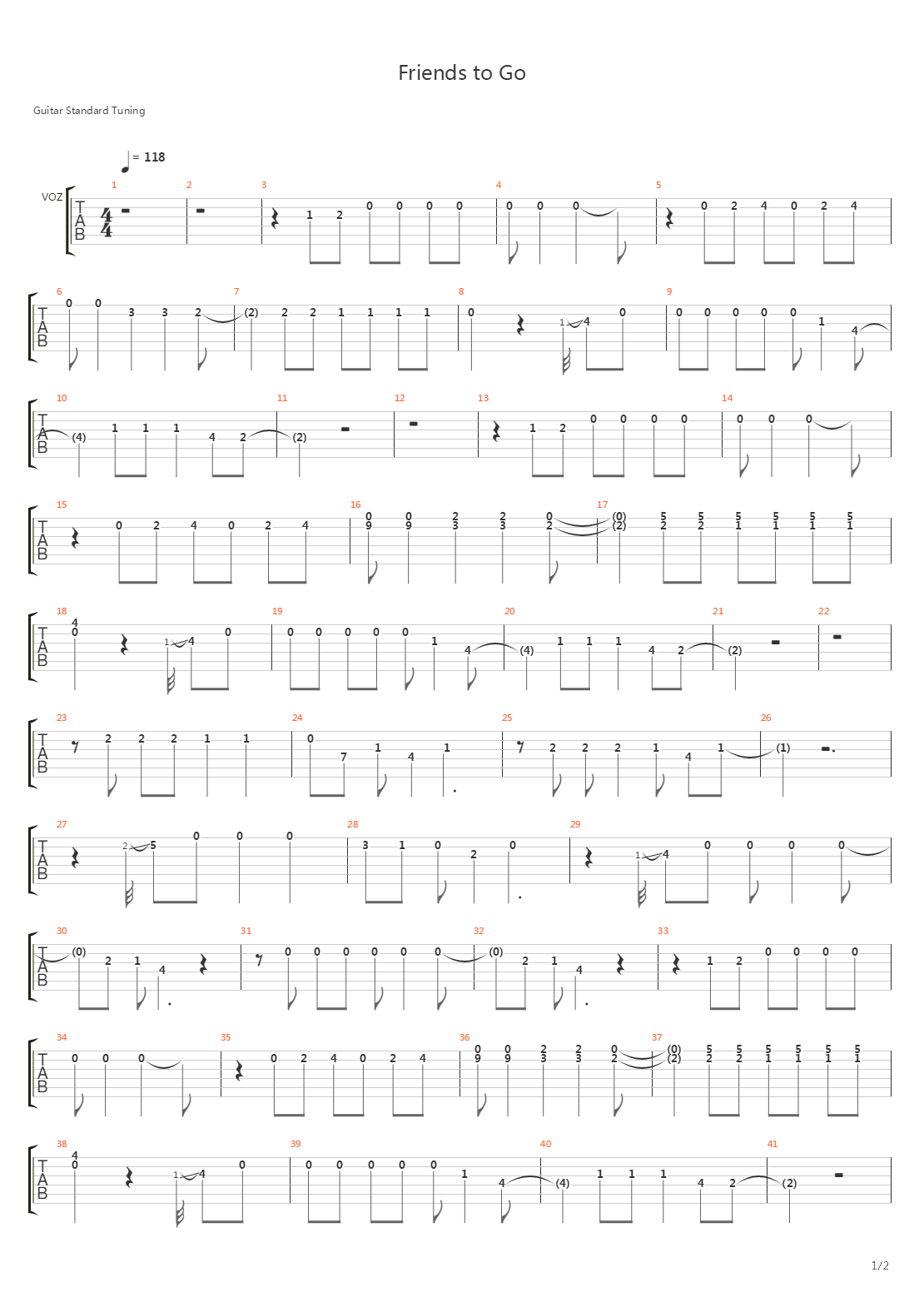 Friends to Go吉他谱