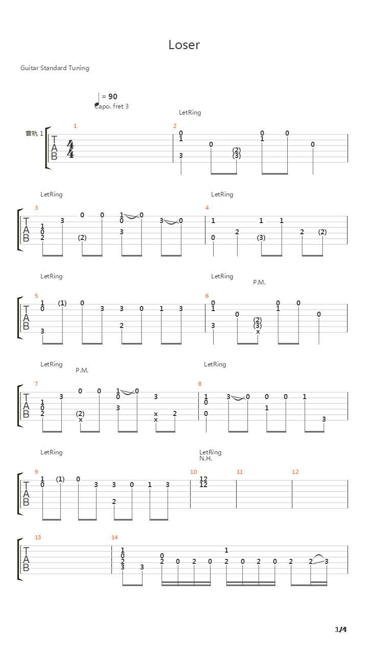 LOSER吉他谱