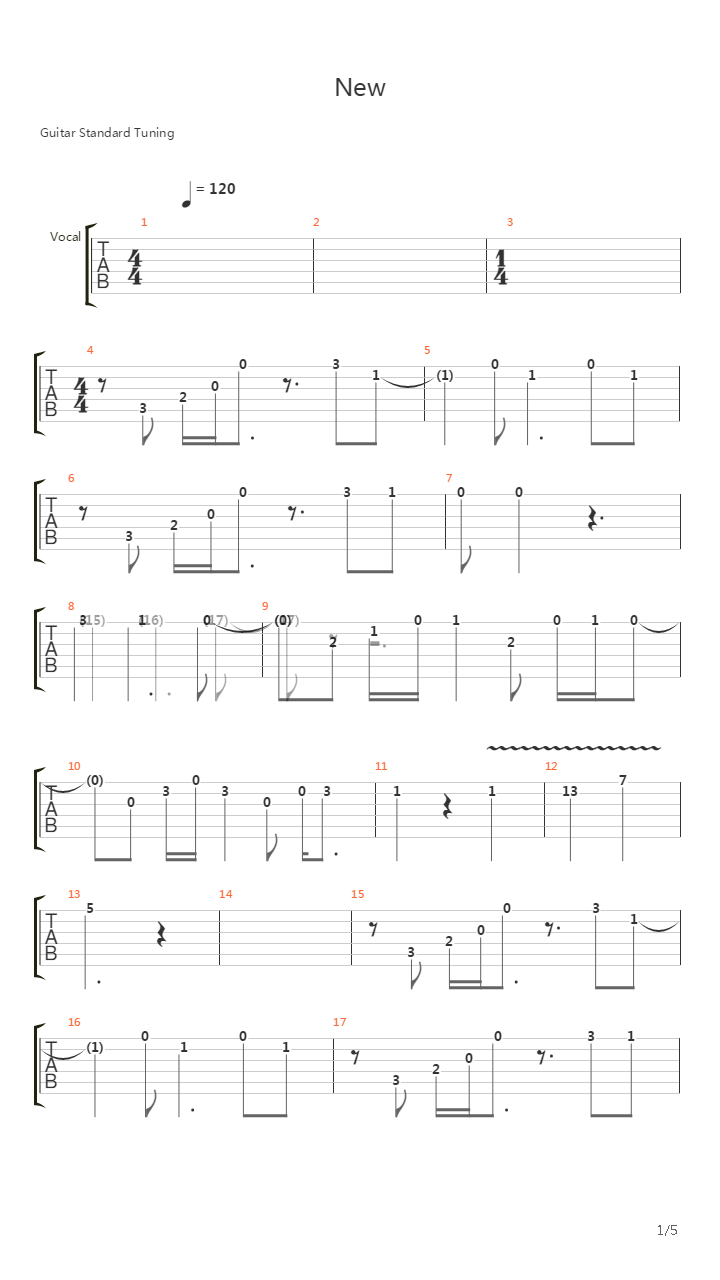 New吉他谱