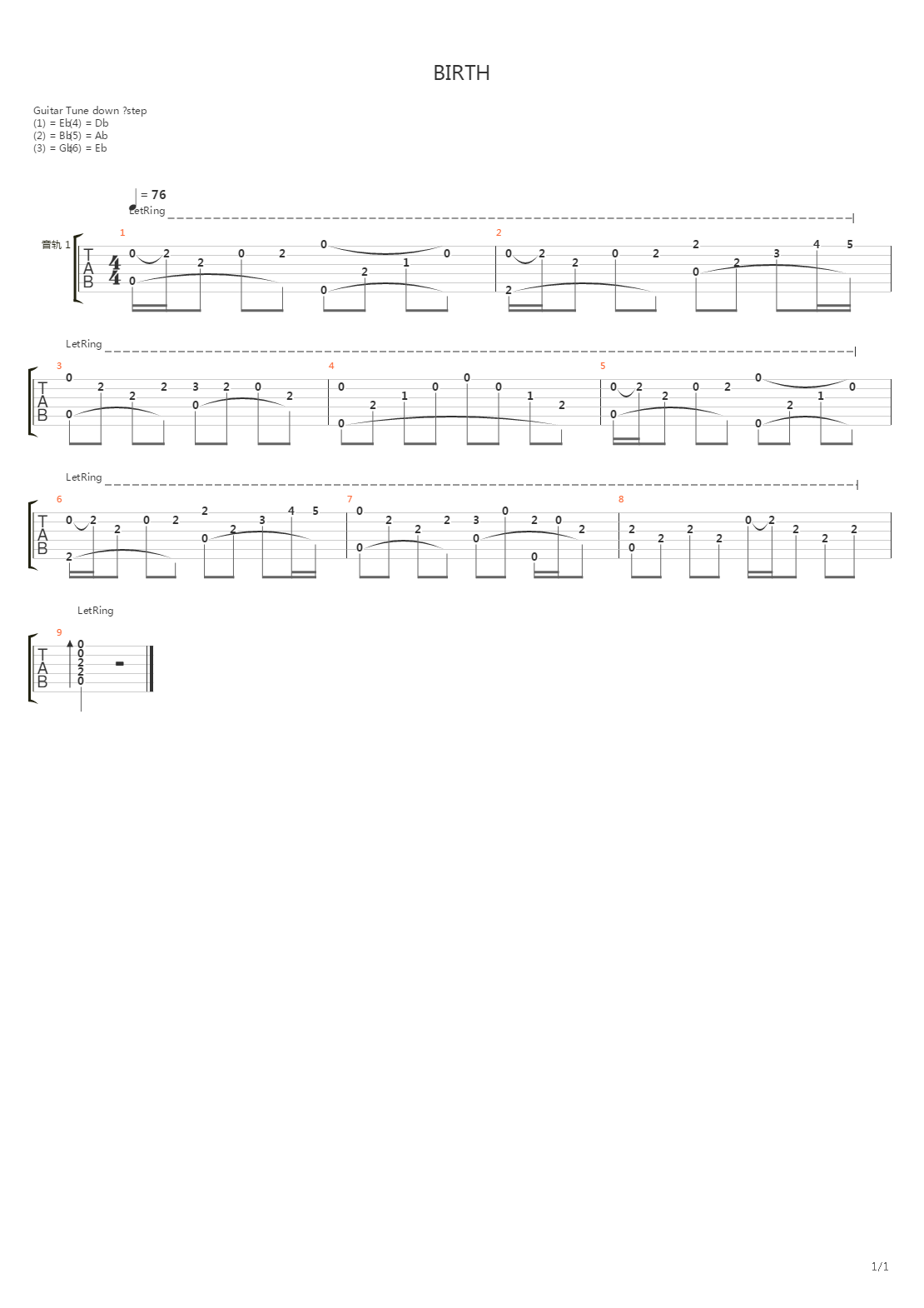 BIRTH吉他谱