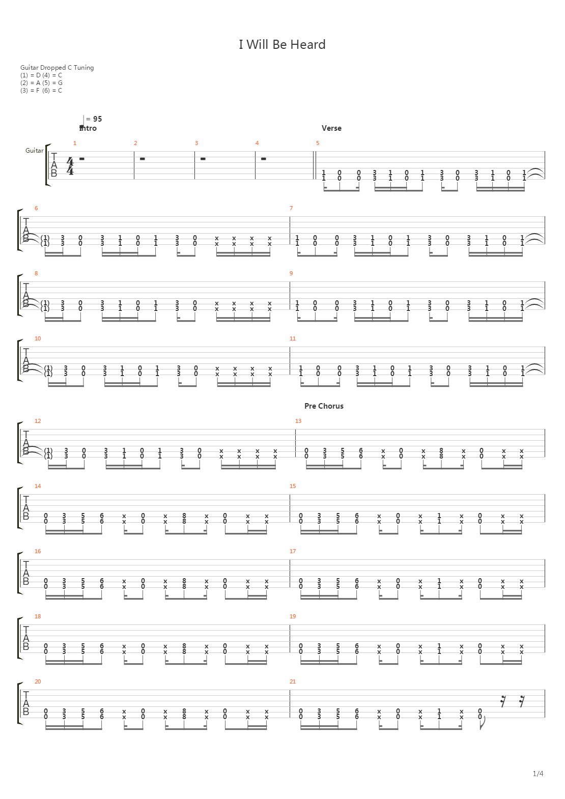 I Will Be Heard吉他谱