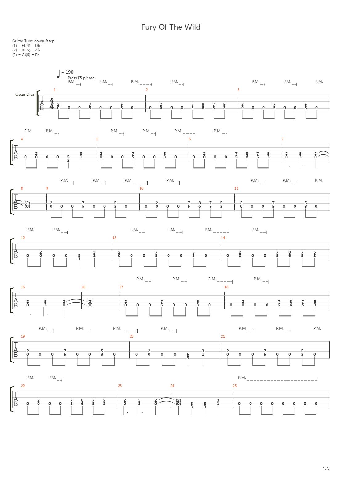 Fury Of The Wild吉他谱