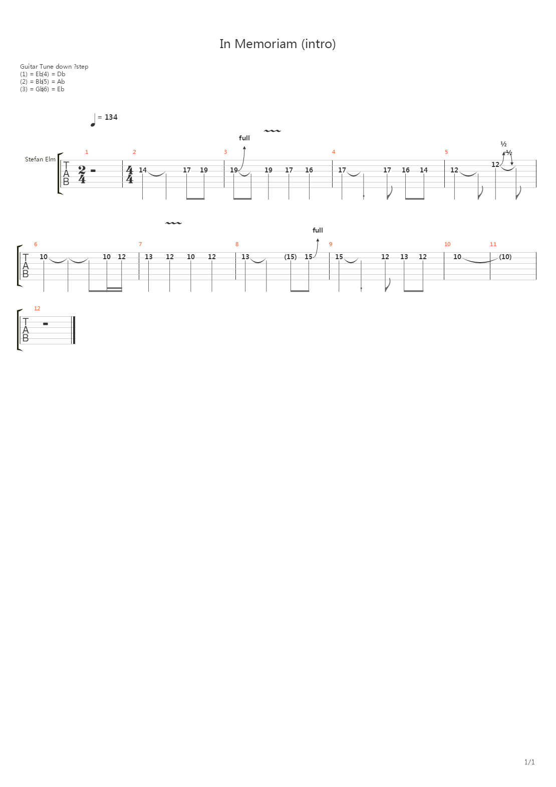 In Memoriam (intro)吉他谱