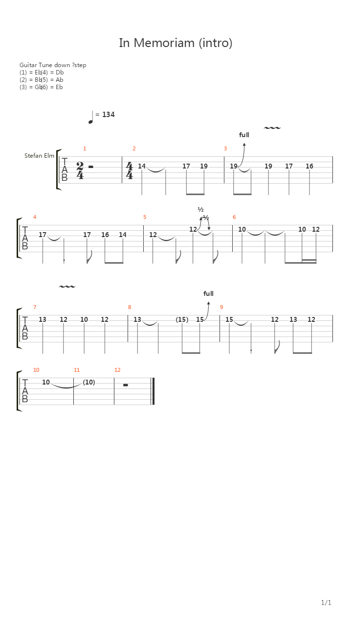 In Memoriam (intro)吉他谱