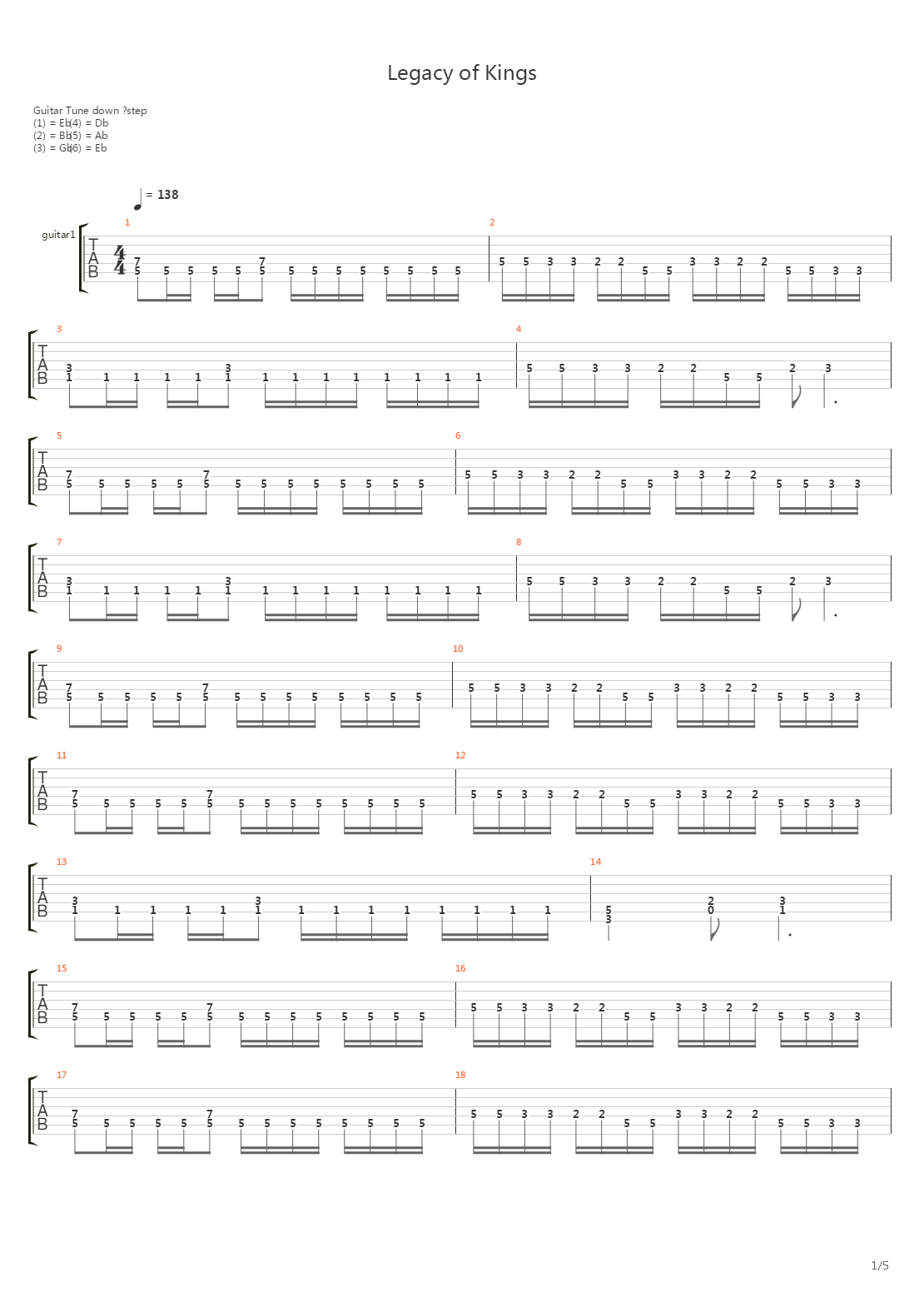 Legacy Of Kings吉他谱