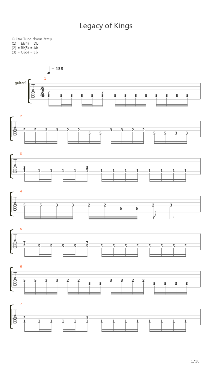 Legacy Of Kings吉他谱
