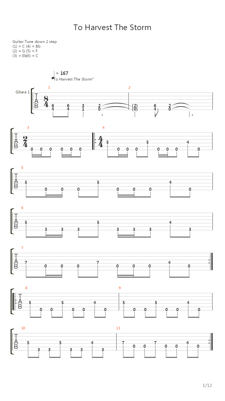 To Harvest The Storm吉他谱