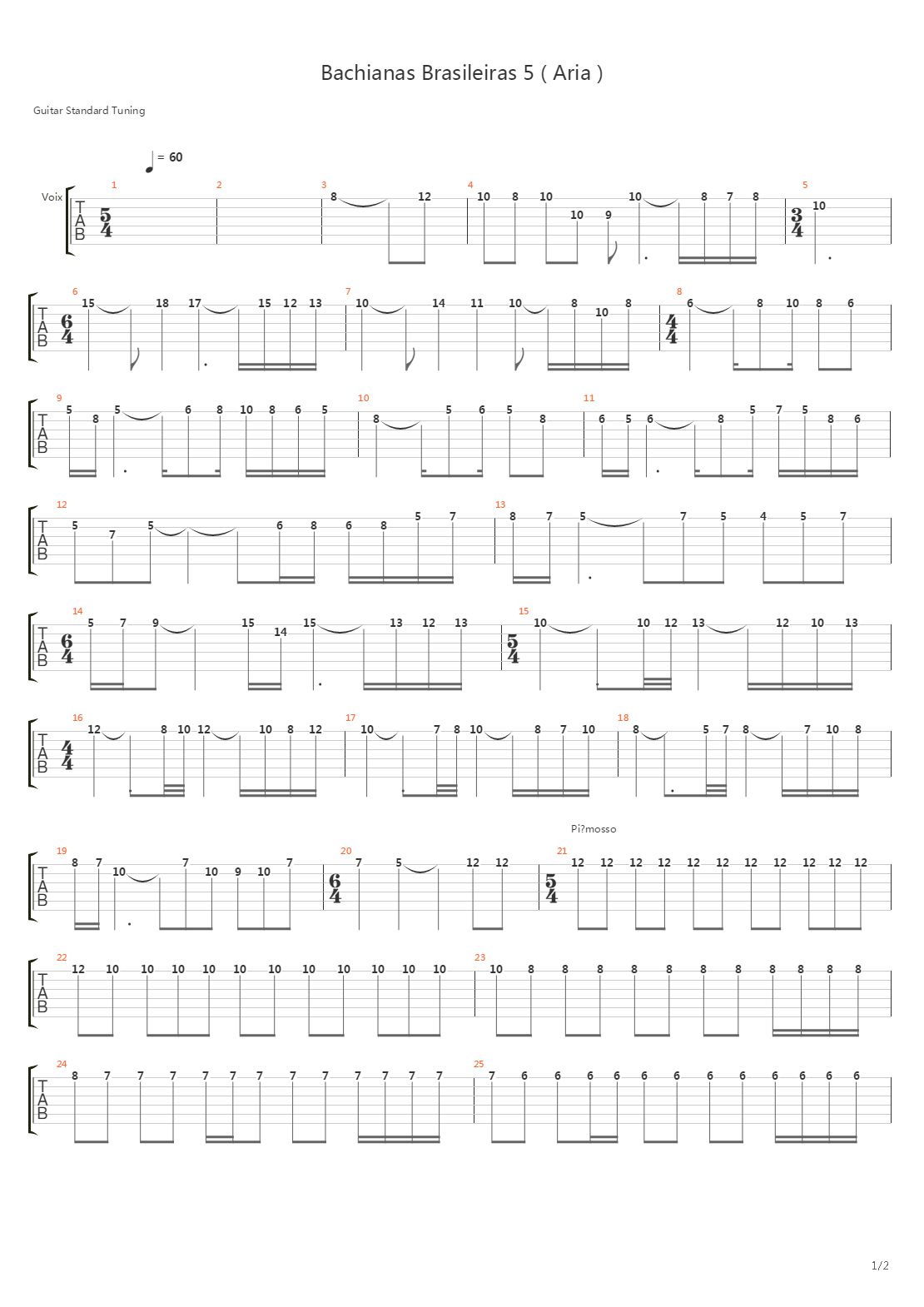 Bachianas Brasileiras 5 (Aria)吉他谱
