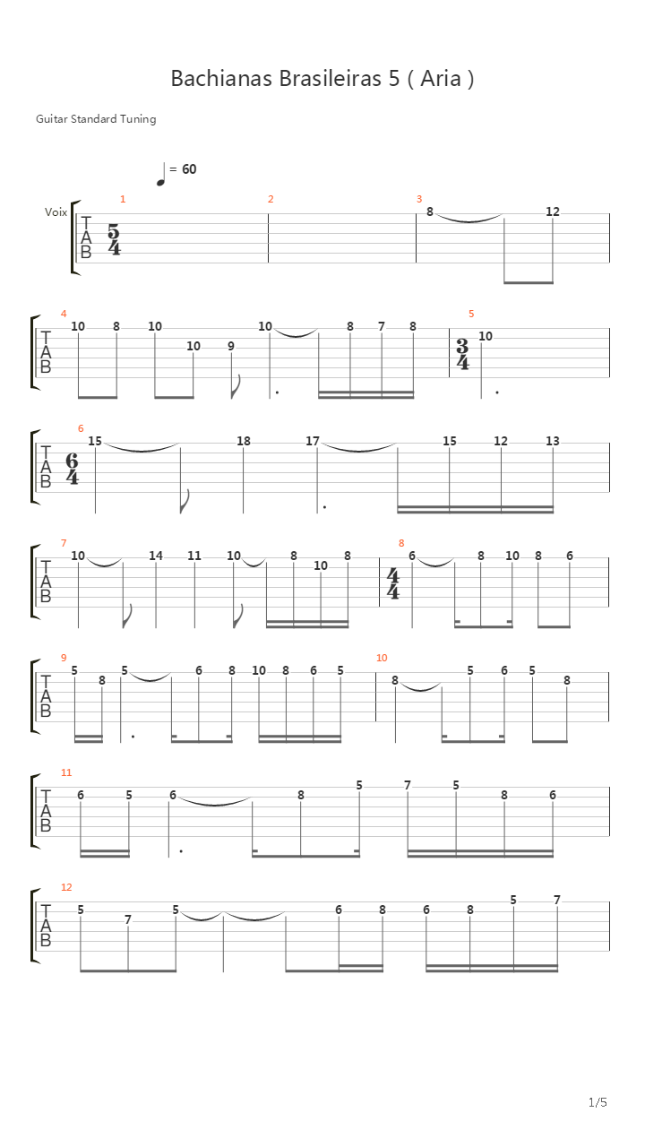 Bachianas Brasileiras 5 (Aria)吉他谱