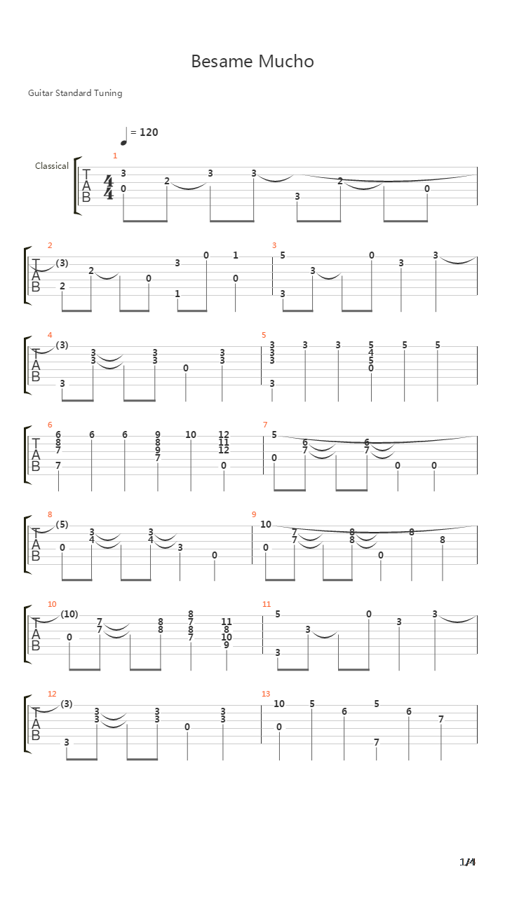 Besame Mucho吉他谱