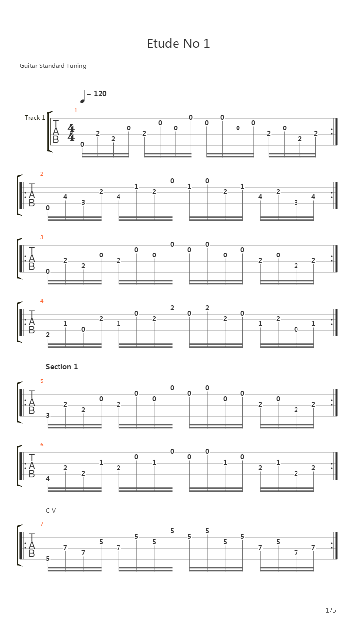 Etude No 1吉他谱