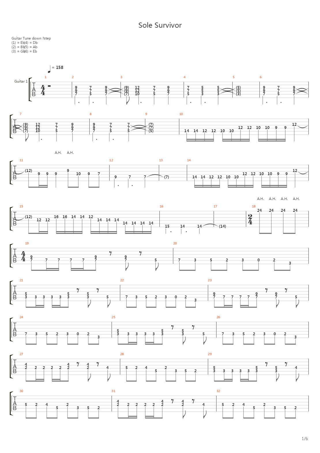 Sole Survivor吉他谱