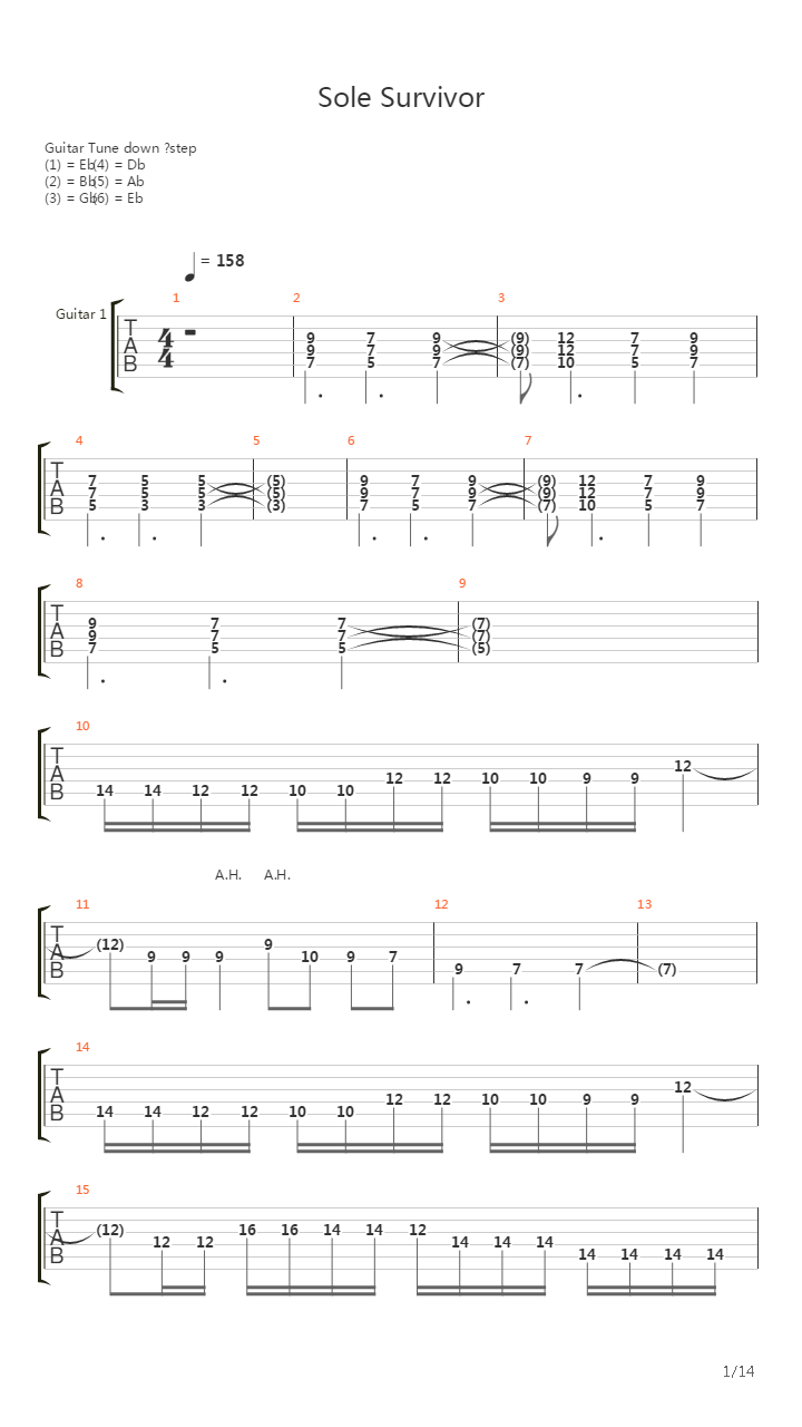 Sole Survivor吉他谱
