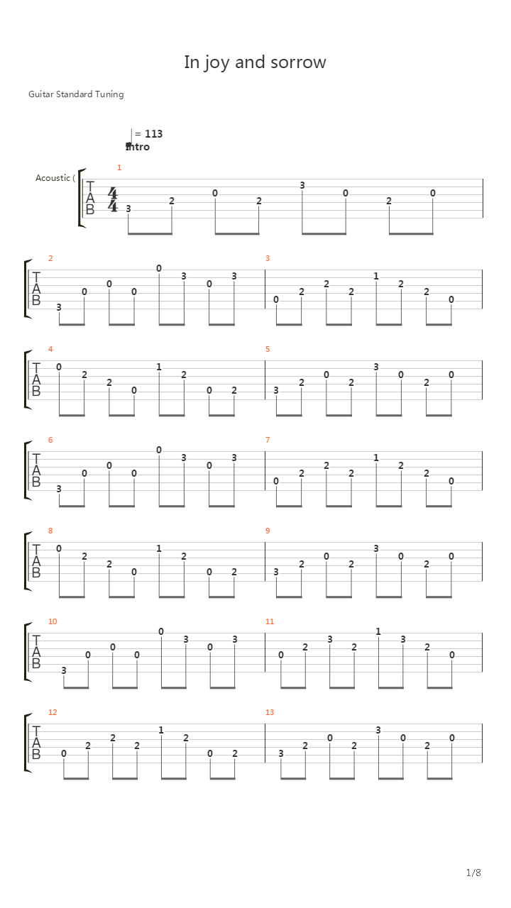 In Joy And Sorrow吉他谱