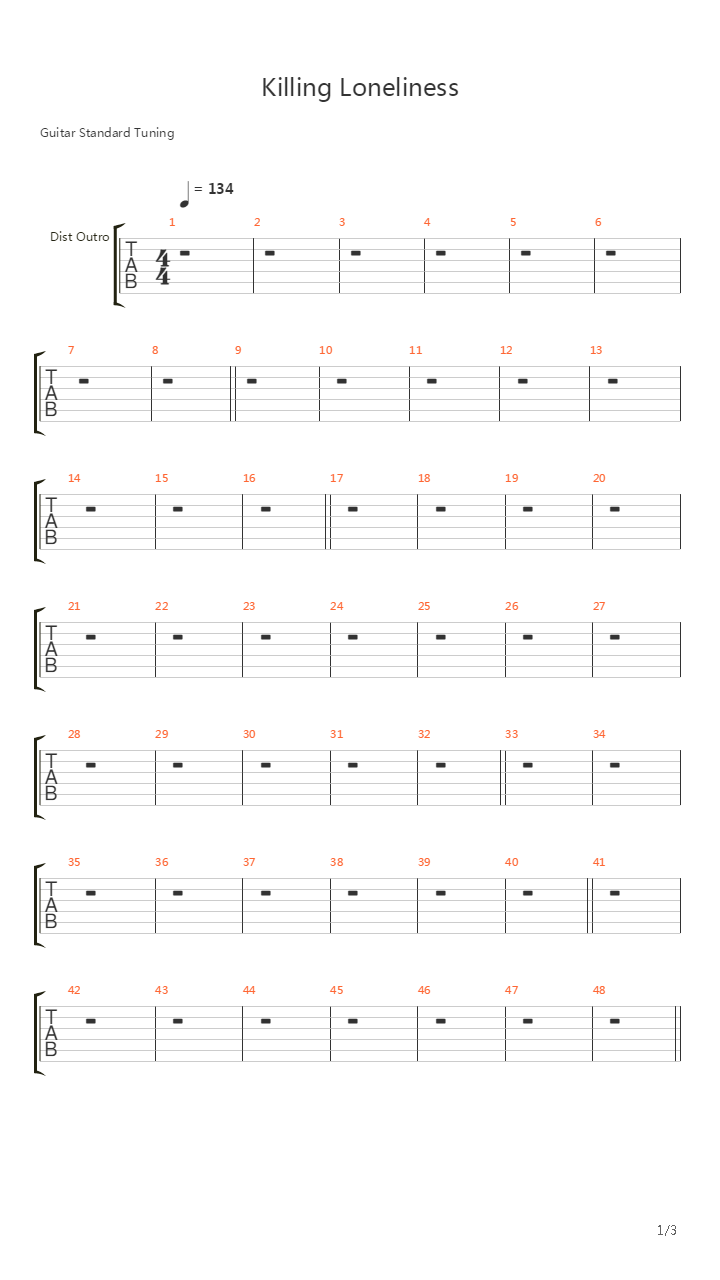 Killing Loneliness吉他谱