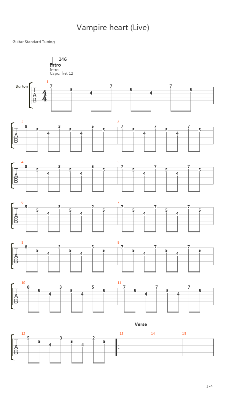 Vampire Heart吉他谱