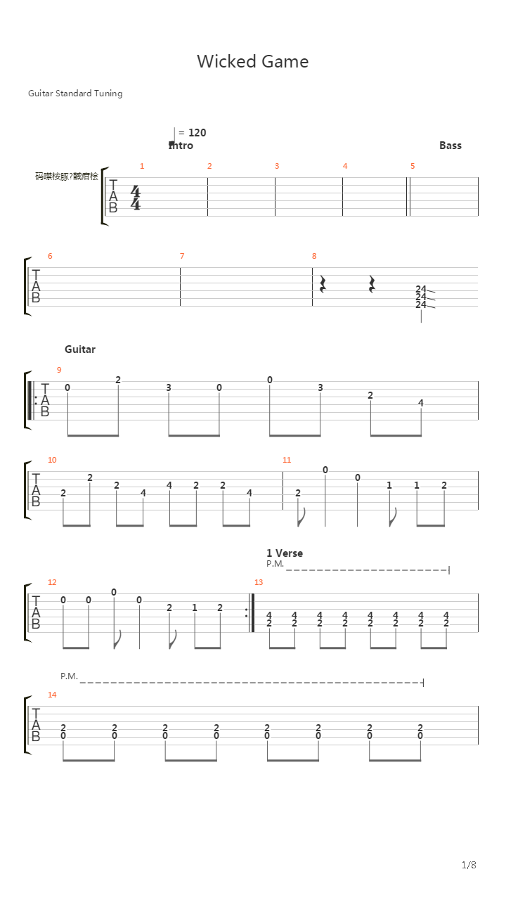 Wicked Game (cover)吉他谱