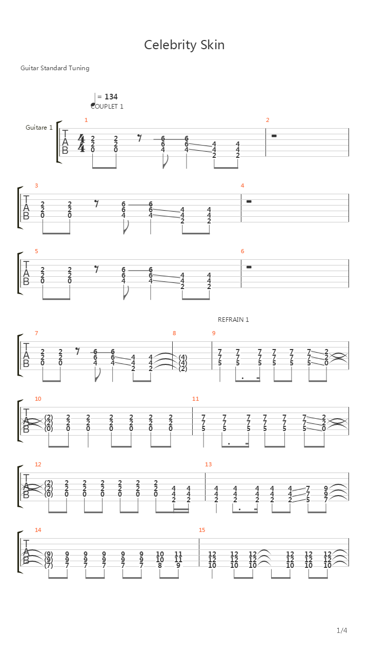 Celebrity Skin吉他谱