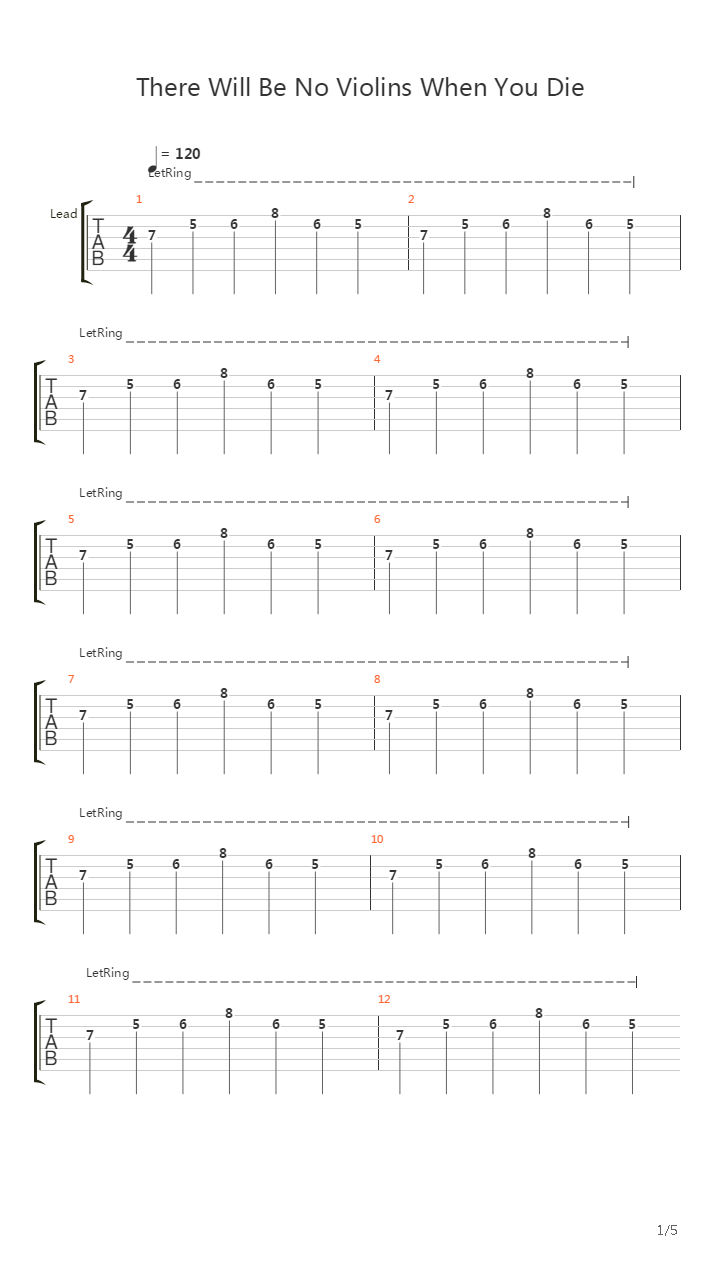 There Will Be No Violins When You Die吉他谱