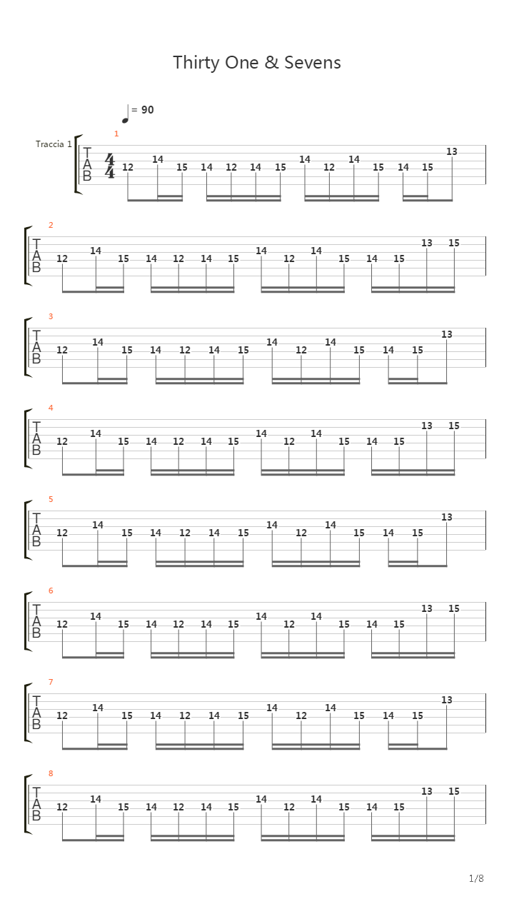 Thirty One Sevens吉他谱