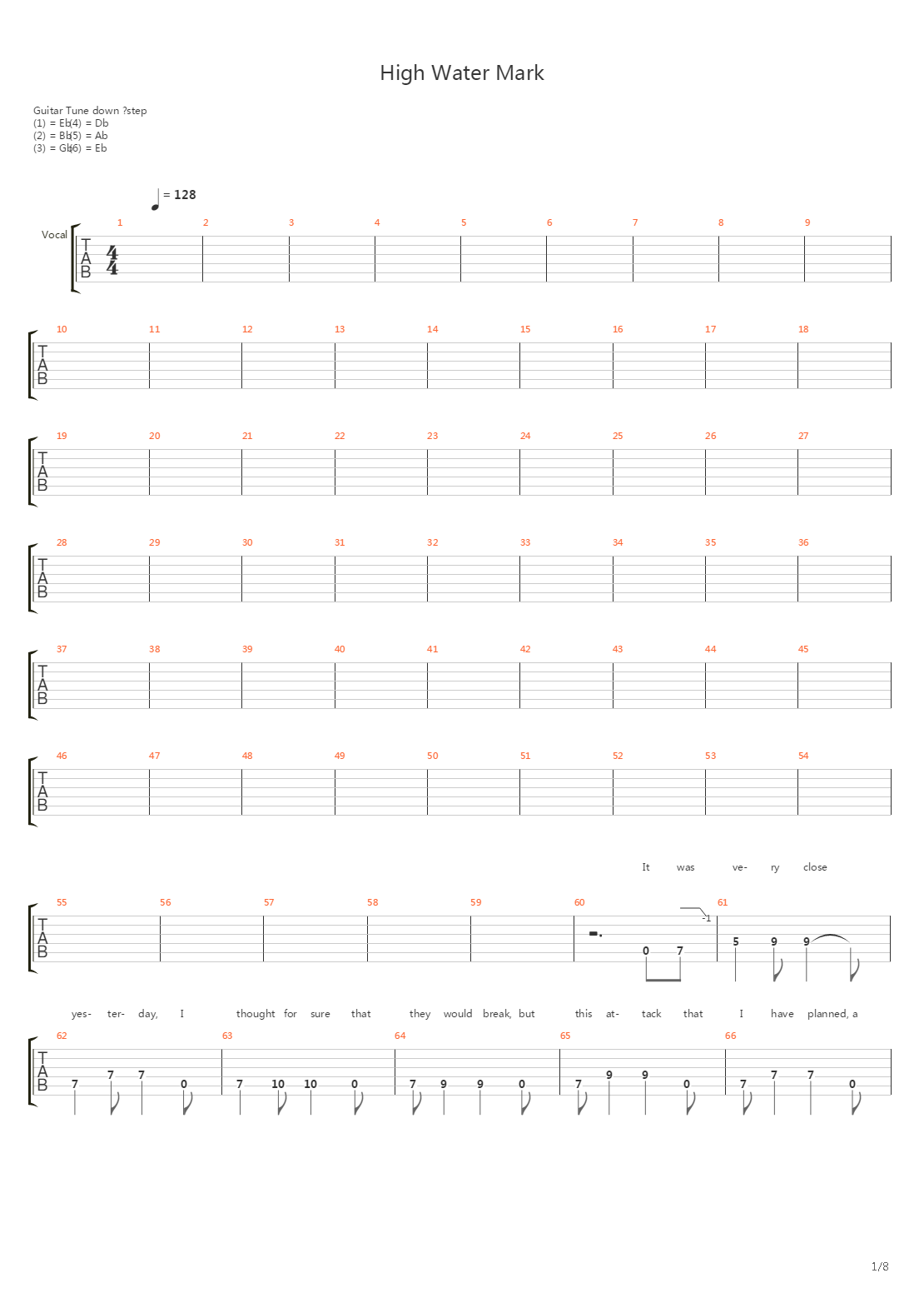 High Water Mark吉他谱