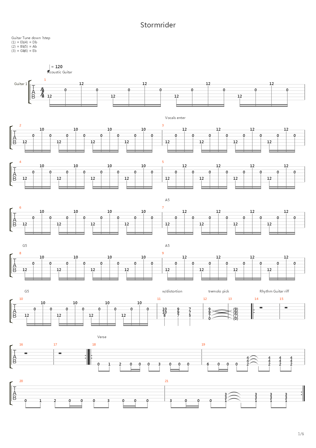 Stormrider吉他谱