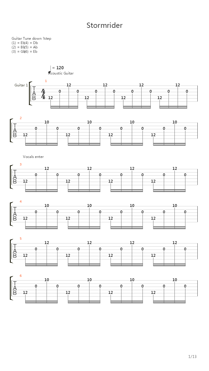 Stormrider吉他谱