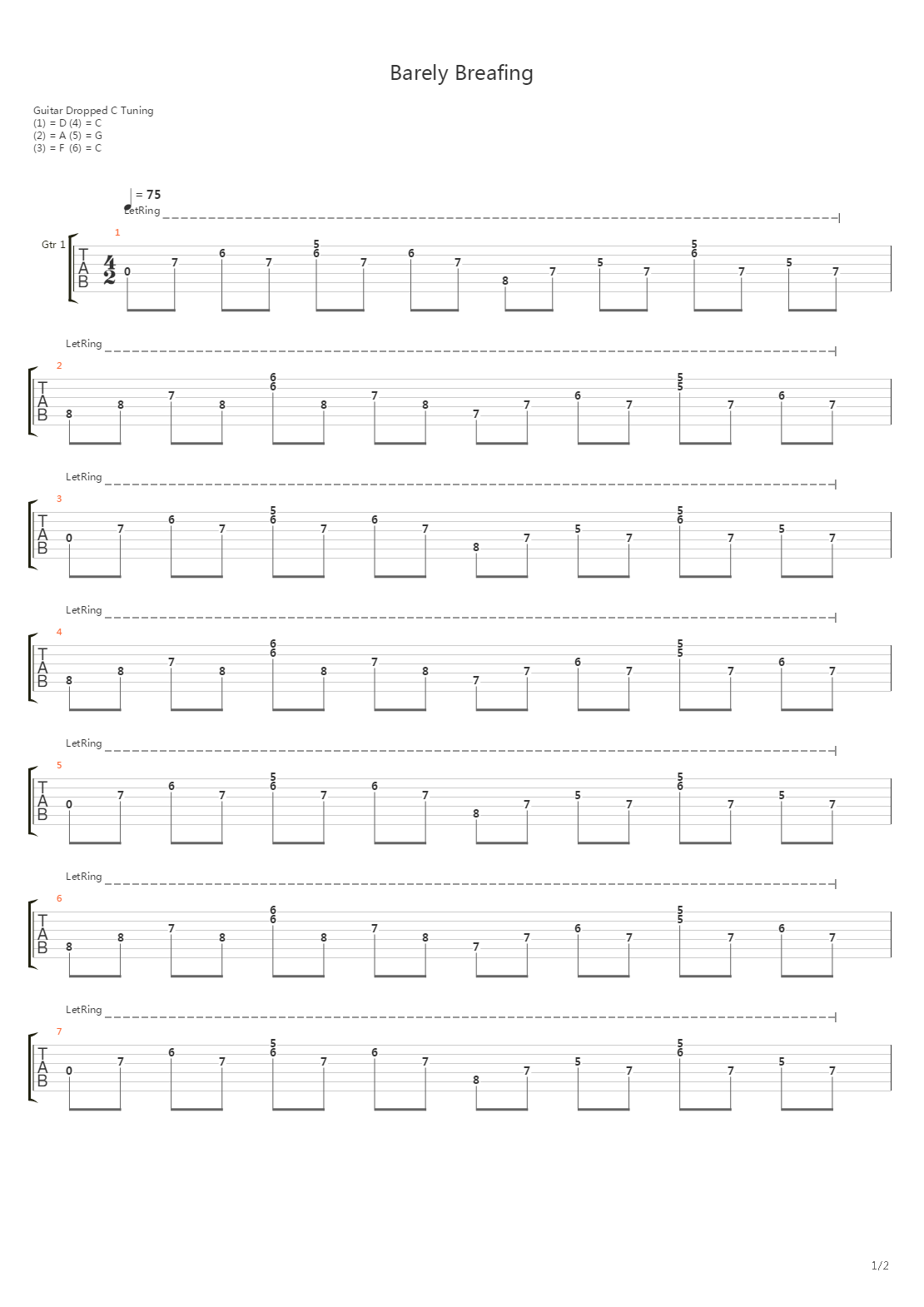 Barely Breafing吉他谱